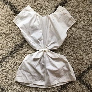 White Side Cutout Blouse